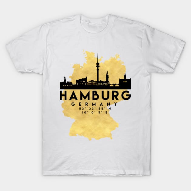 Hamburg Germany Skyline Map Art T-Shirt by deificusArt